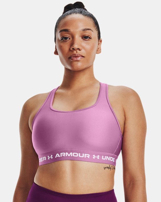 Women's Armour® Mid Crossback Sports Bra in Purple image number 2